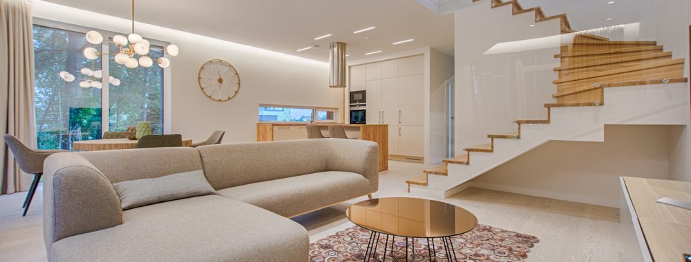 A modern living room with a sofa set
